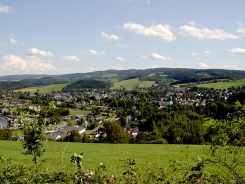 Bild 1 Ortsansicht Pockau, Blick vom Hammelberg