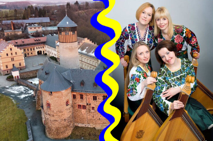 Bild 1 Die Musikerinnen des Lemberger Bandura-Quartetts "Goldkehlchen" geben am Ostersamstag ein Benefizkonzert auf Schloß Voigtsberg.