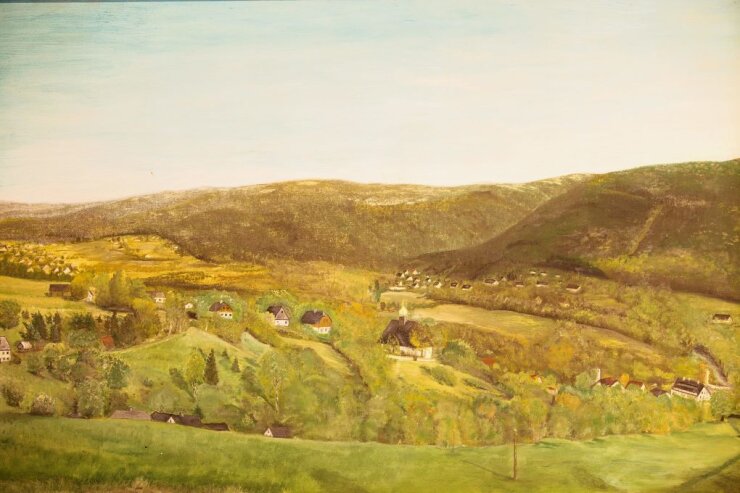 Bild 4 Ein von Hans Lichtenberger gemaltes Bild von Oberneuschönberg - der Heimat des Handwerksmeisters. Foto: Jan Görner